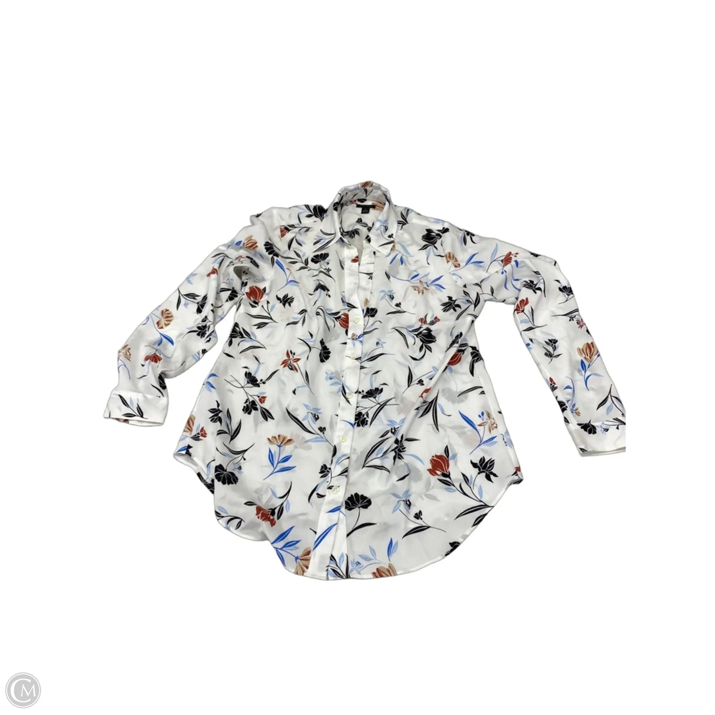 Blouse Long Sleeve By Ann Taylor In White, Size: M
