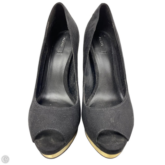 Shoes Heels Stiletto By Aldo In Black & Gold, Size: 6.5