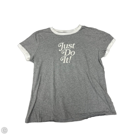 Athletic Top Short Sleeve By Nike In Grey & White, Size: M