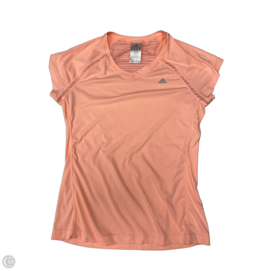 Athletic Top Short Sleeve By Adidas In Orange, Size: L
