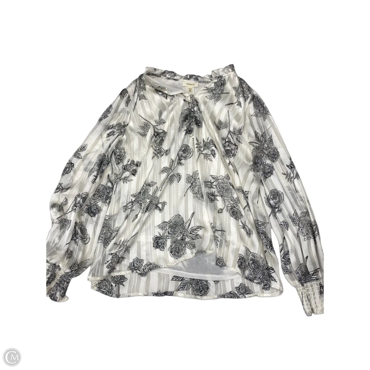 Top Long Sleeve By Tamara H In Black & Cream, Size: Xl