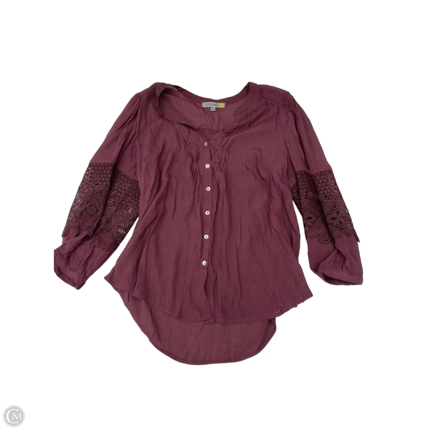 Top Long Sleeve By Figuero & Flower In Maroon, Size: L