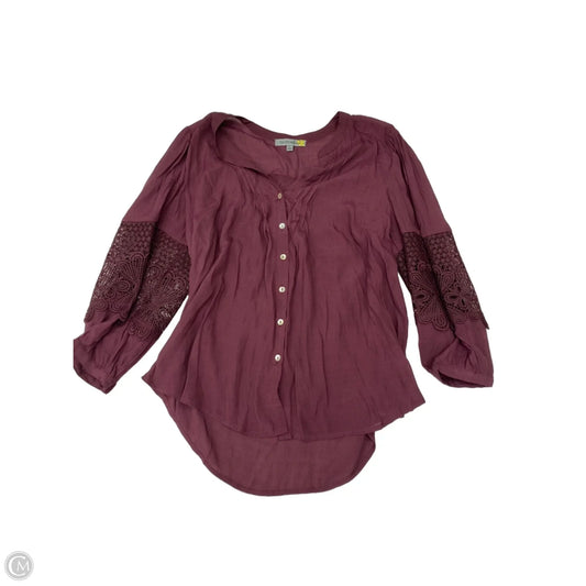 Top Long Sleeve By Figuero & Flower In Maroon, Size: L