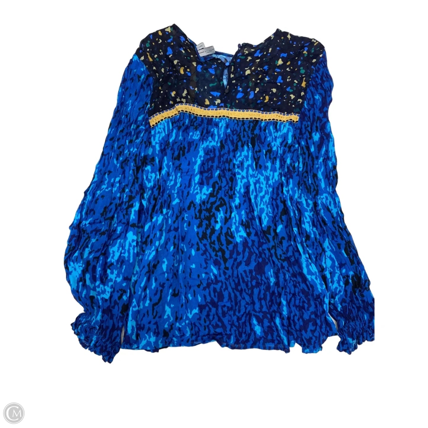 Blouse Long Sleeve By Blank London In Blue & Gold, Size: Xl