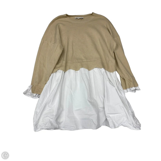 Dress Casual Midi By English Factory In Brown & White, Size: 1x