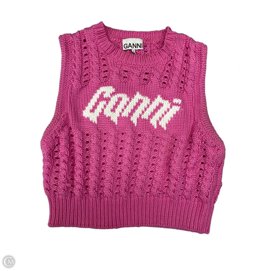Vest Sweater By Ganni In Pink, Size: M