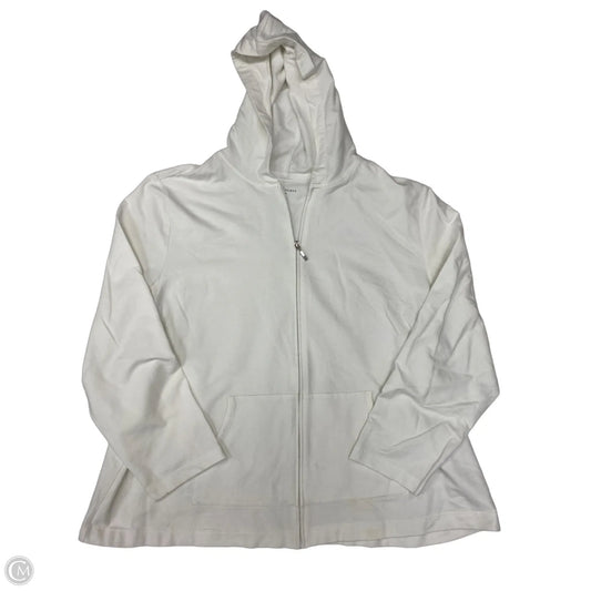 Athletic Sweatshirt Hoodie By Karen Scott In White, Size: 3x