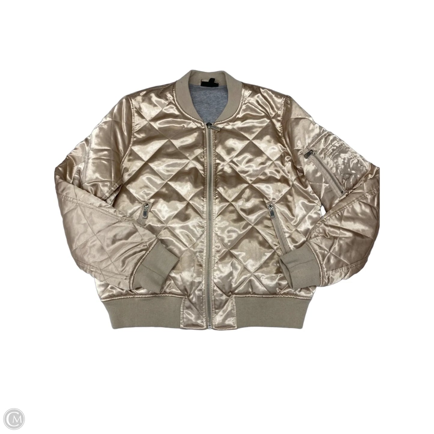 Jacket Puffer & Quilted By Top Shop In Beige, Size: M