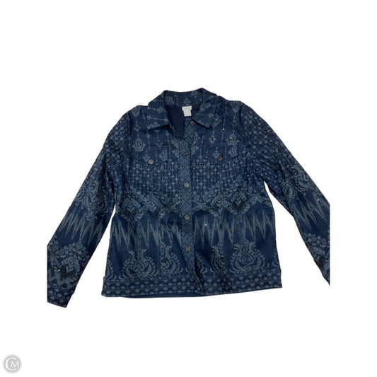 Jacket Denim By Chicos In Navy, Size: 14