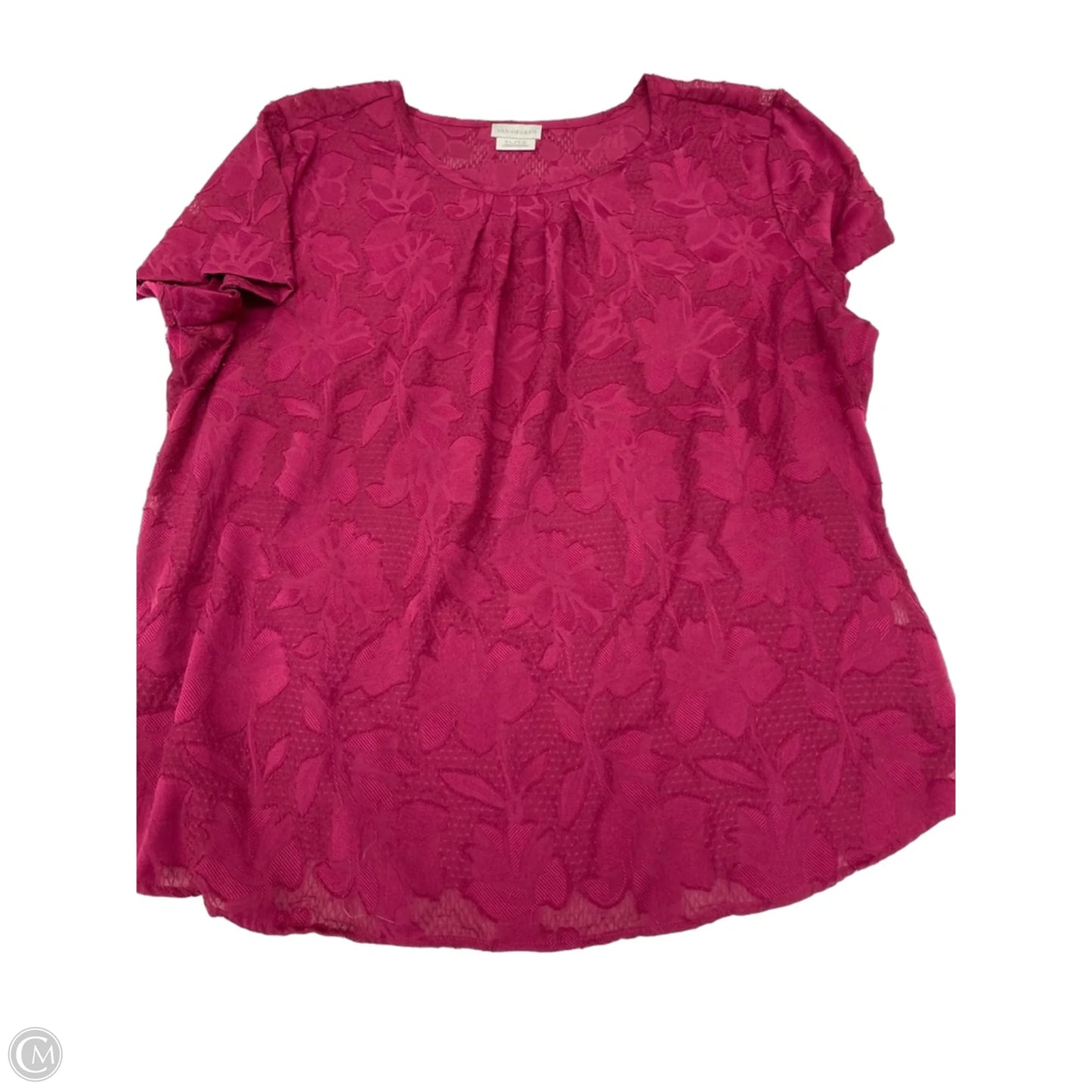 Blouse Short Sleeve By Van Heusen In Maroon, Size: Xl