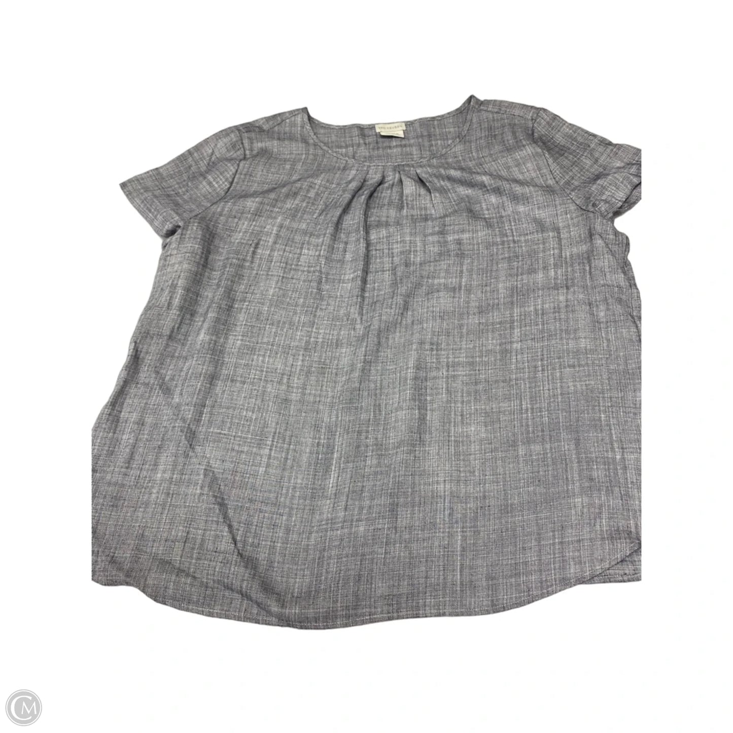 Blouse Short Sleeve By Van Heusen In Grey, Size: Xl