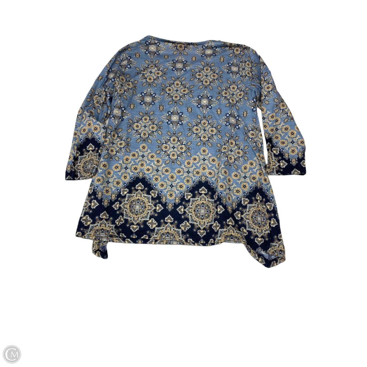 Top 3/4 Sleeve By Ruby Rd In Blue & Tan, Size: Sp