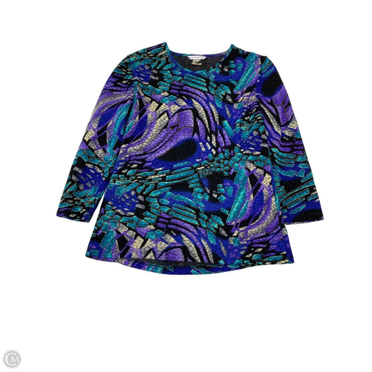 Blouse 3/4 Sleeve By Allison Daley In Green & Purple, Size: Sp