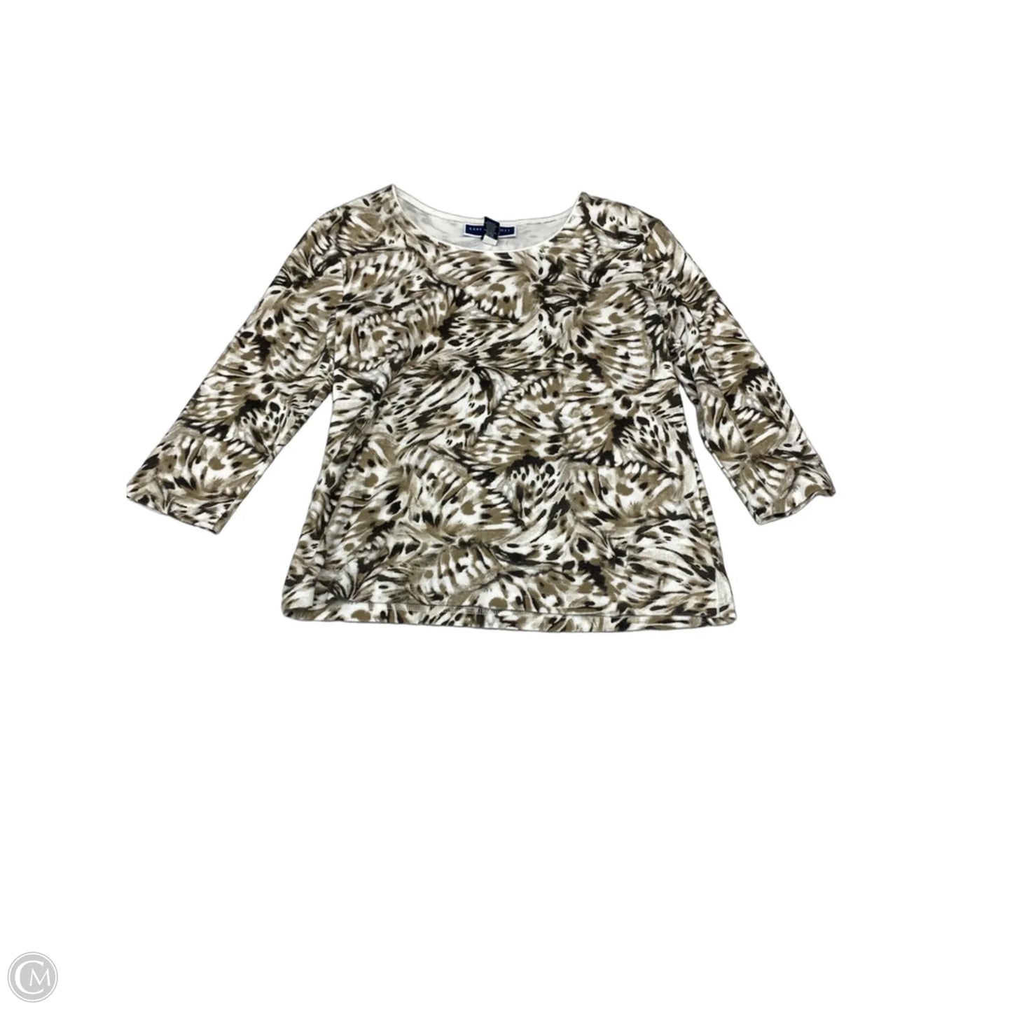Top 3/4 Sleeve By Karen Scott In Brown & Cream, Size: Sp