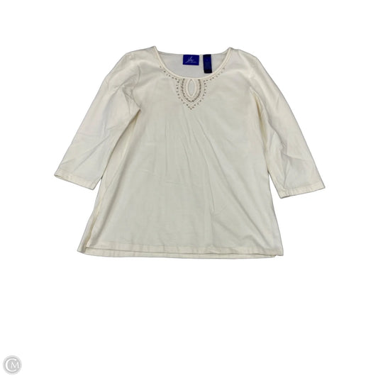 Top 3/4 Sleeve By J H Collectibles In Cream, Size: M