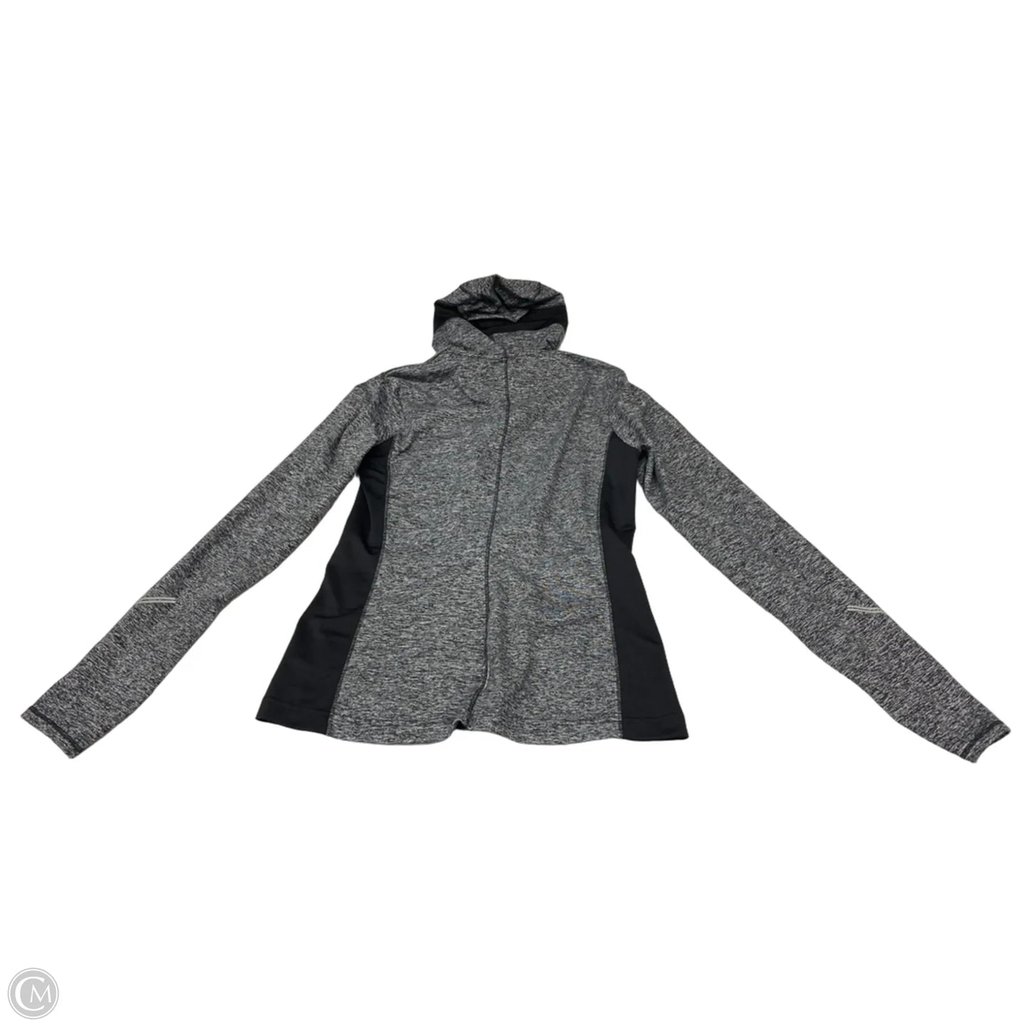 Athletic Sweatshirt Hoodie By Brooks In Black & Grey, Size: S
