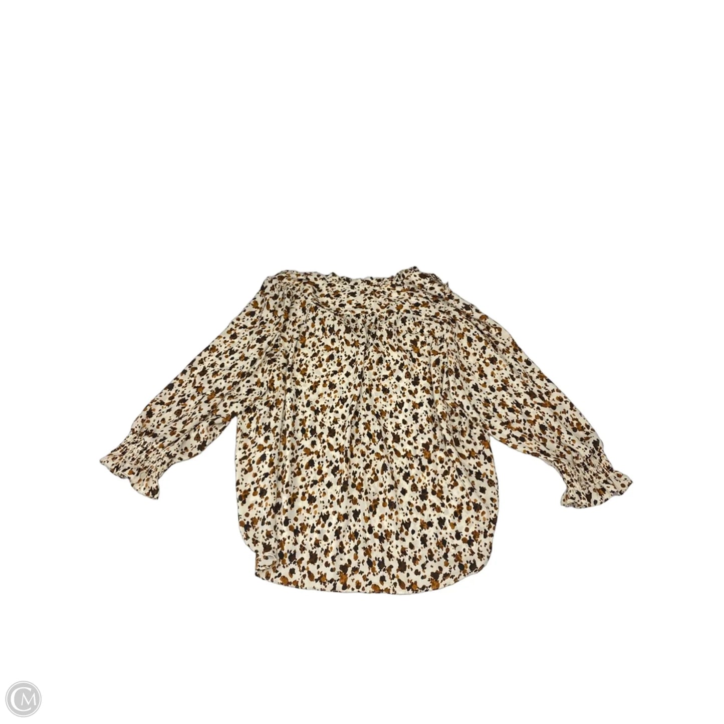 Blouse Long Sleeve By Dkny In Cream & Tan, Size: Xl