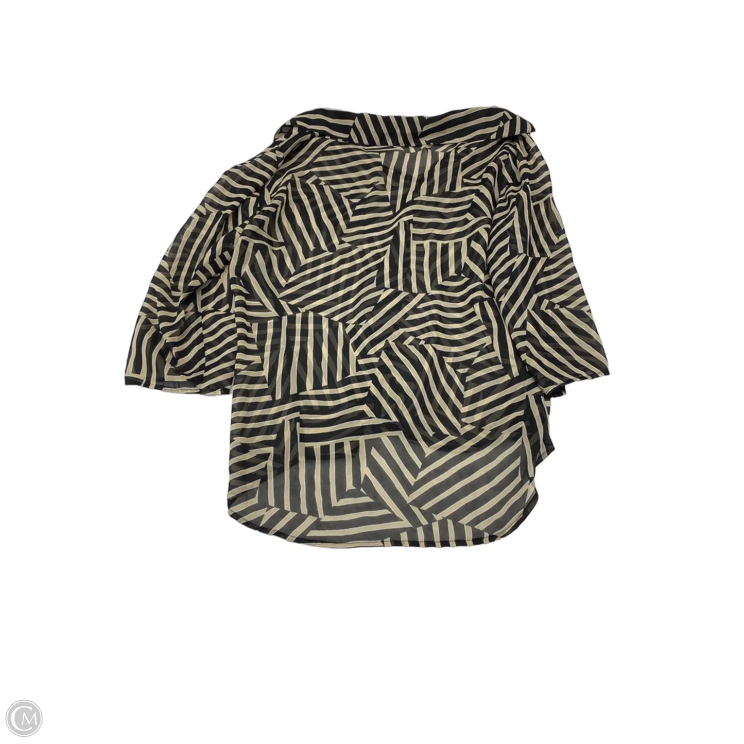 Blouse 3/4 Sleeve By Chicos In Black & Tan, Size: L